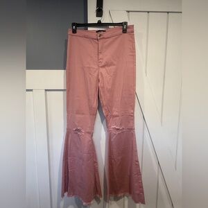 Women's Pink Flared Jeans